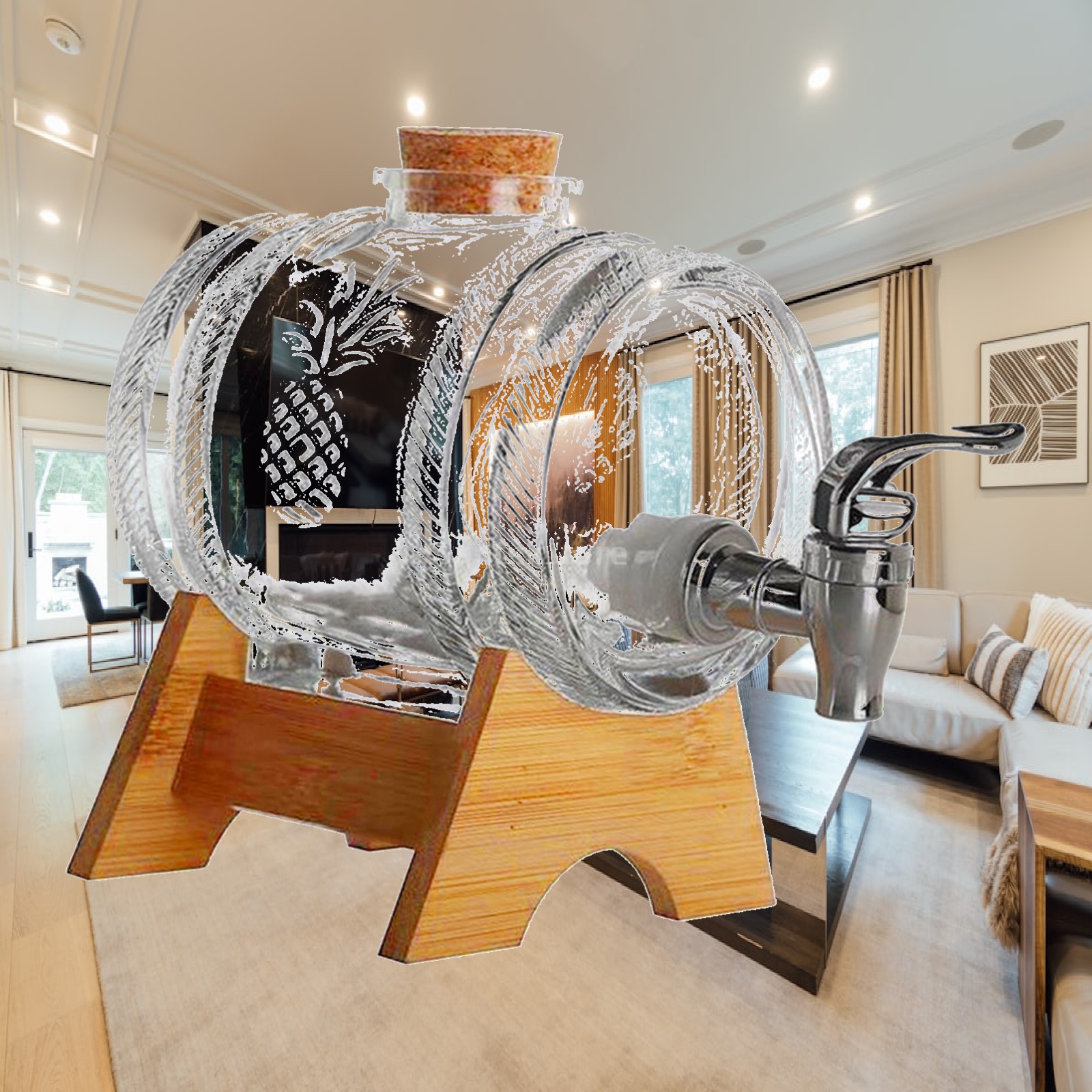 Wine Beer Spirits - Premium glazen vatdispenser met kurkstop, glaswerk