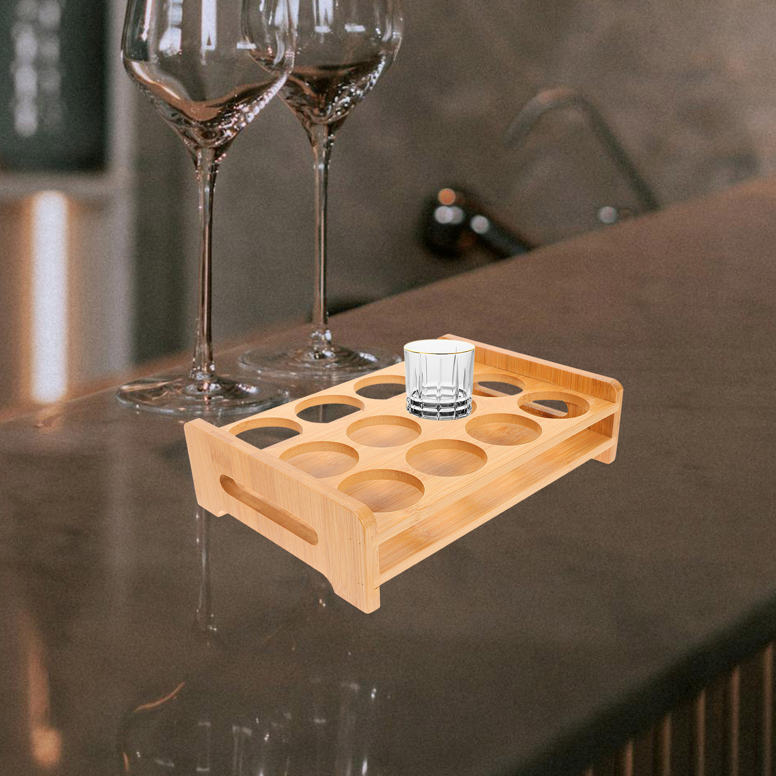 Wine Beer Glass - Bamboe Shotglaasjes Houder Display Stand Veelzijdig