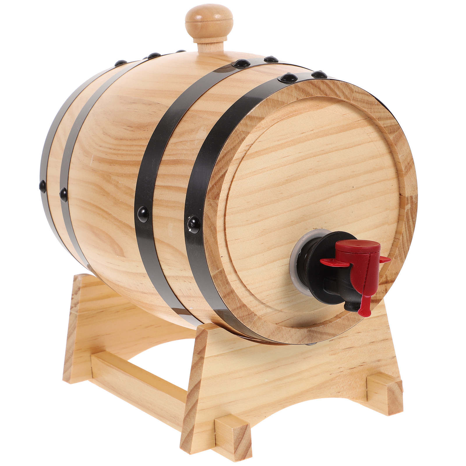 Wine Beer Spirits - 1-delige handgemaakte eikenhouten wijnvatset met standaard,