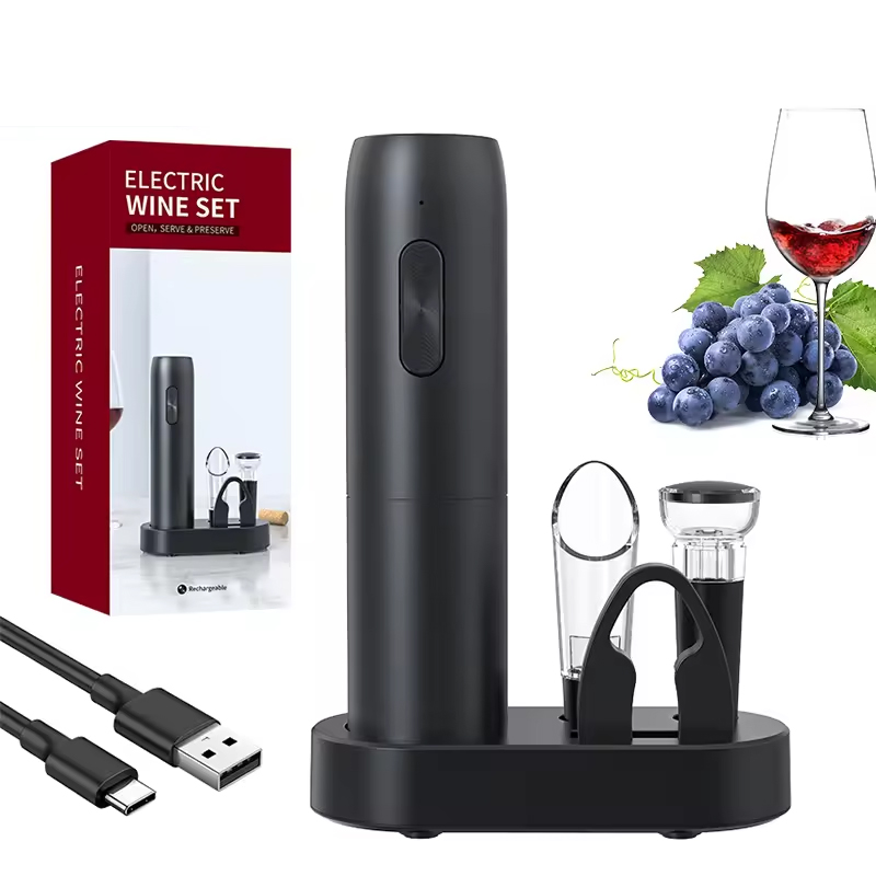 Wine Beer And Liquor - 4-in-1 elektrische fleswijnopenerset Oplaadbare elektrische automatische