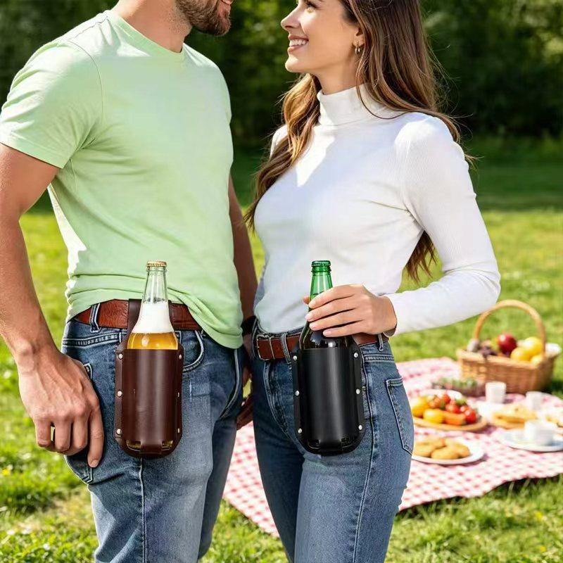 1 stuks leren bierbekerhouder  - Wine Beer Glass recensie en prijs